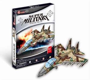 obrázok puzzlí Puzzle 3D Bojové lietadlo Sukhoi SU-35