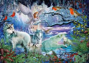 obrázok puzzlí Puzzle 1000 Wolves in a winter forest